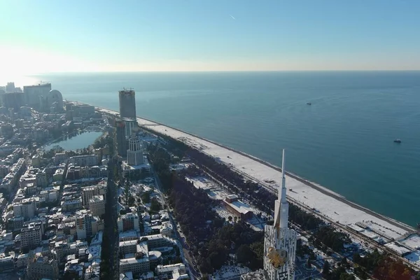 Batum, Gürcistan - 22 Ocak 2021: Şehrin havadan görünüşü