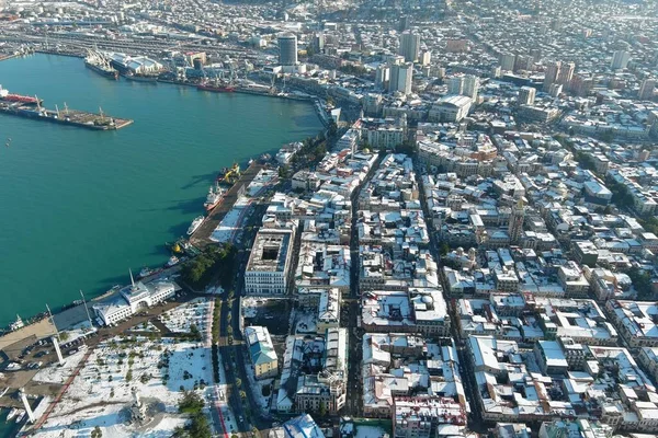 Batum, Gürcistan - 22 Ocak 2021: Şehrin havadan görünüşü