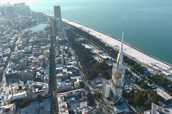 Batum, Gürcistan - 22 Ocak 2021: Şehrin havadan görünüşü