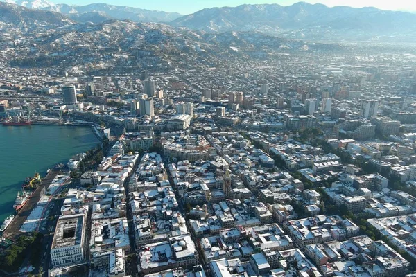 Batum, Gürcistan - 22 Ocak 2021: Şehrin havadan görünüşü