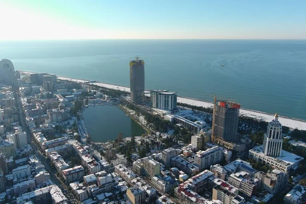 Batum, Gürcistan - 22 Ocak 2021: Şehrin havadan görünüşü