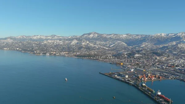 Batum, Gürcistan - 22 Ocak 2021: Şehrin havadan görünüşü