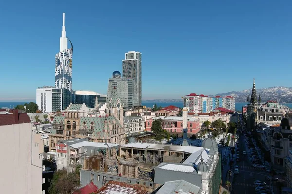 Batum, Gürcistan - 22 Ocak 2021: Şehrin havadan görünüşü