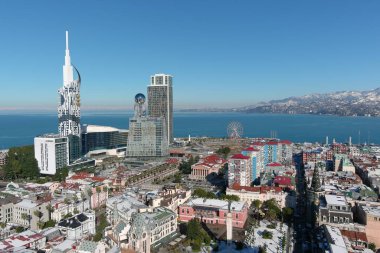 Batum, Gürcistan - 22 Ocak 2021: Şehrin havadan görünüşü