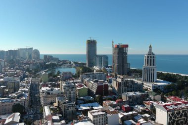 Batum, Gürcistan - 22 Ocak 2021: Şehrin havadan görünüşü