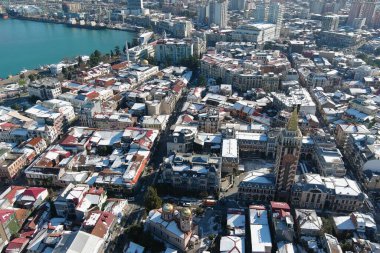 Batum, Gürcistan - 22 Ocak 2021: Şehrin havadan görünüşü