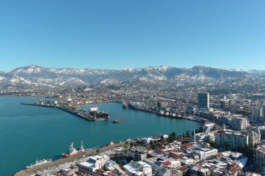 Batum, Gürcistan - 22 Ocak 2021: Şehrin havadan görünüşü