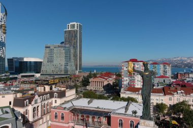 Batum, Gürcistan - 22 Ocak 2021: Şehrin havadan görünüşü