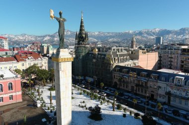 Batum, Gürcistan - 22 Ocak 2021: Şehrin havadan görünüşü