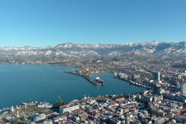Batum, Gürcistan - 22 Ocak 2021: Şehrin havadan görünüşü