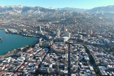 Batum, Gürcistan - 22 Ocak 2021: Şehrin havadan görünüşü