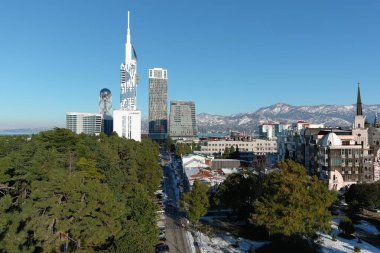 Batum, Gürcistan - 22 Ocak 2021: Şehrin havadan görünüşü