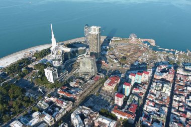 Batum, Gürcistan - 22 Ocak 2021: Şehrin havadan görünüşü