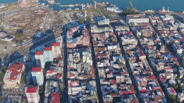 Batum, Gürcistan - 22 Ocak 2021: Şehrin havadan görünüşü