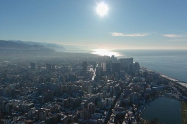 Batum, Gürcistan - 22 Ocak 2021: Şehrin havadan görünüşü