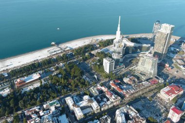 Batum, Gürcistan - 22 Ocak 2021: Şehrin havadan görünüşü