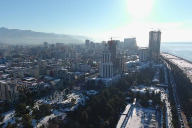 Batum, Gürcistan - 22 Ocak 2021: Şehrin havadan görünüşü