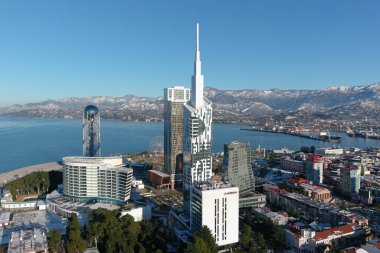 Batum, Gürcistan - 22 Ocak 2021: Şehrin havadan görünüşü