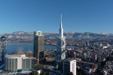 Batum, Gürcistan - 22 Ocak 2021: Şehrin havadan görünüşü