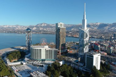 Batum, Gürcistan - 22 Ocak 2021: Şehrin havadan görünüşü