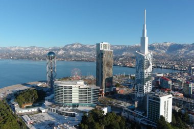 Batum, Gürcistan - 22 Ocak 2021: Şehrin havadan görünüşü