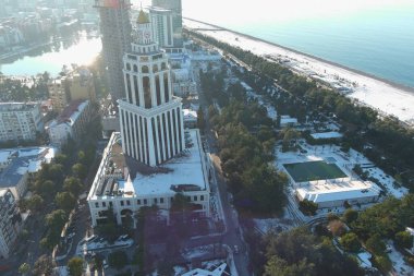 Batum, Gürcistan - 22 Ocak 2021: Şehrin havadan görünüşü