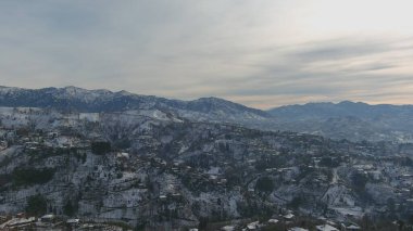 Dağlarda kışın ormanın güzel manzarası