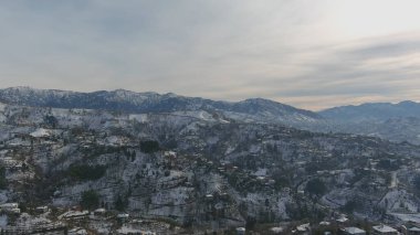 Dağlarda kışın ormanın güzel manzarası