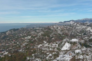 Dağlarda kışın ormanın güzel manzarası