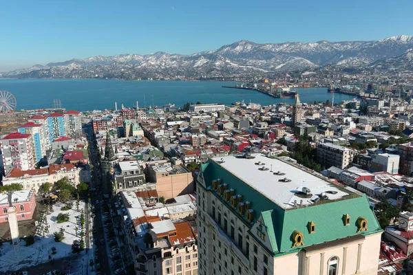 Batum, Gürcistan - 22 Ocak 2021: Şehrin havadan görünüşü