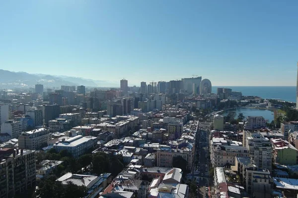 Batum, Gürcistan - 22 Ocak 2021: Şehrin havadan görünüşü