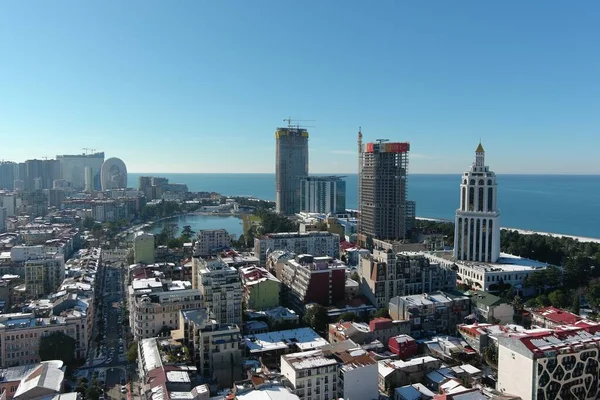 Batum, Gürcistan - 22 Ocak 2021: Şehrin havadan görünüşü