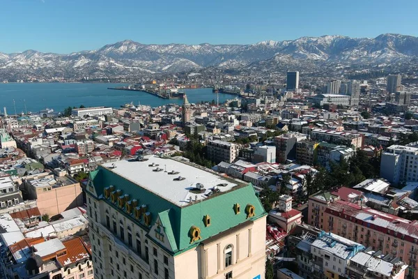 Batum, Gürcistan - 22 Ocak 2021: Şehrin havadan görünüşü