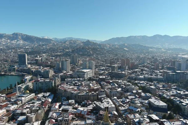 Batum, Gürcistan - 22 Ocak 2021: Şehrin havadan görünüşü