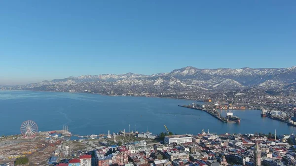 Batum, Gürcistan - 22 Ocak 2021: Şehrin havadan görünüşü