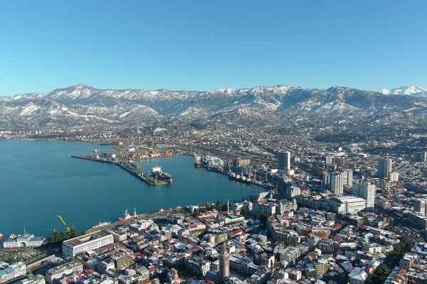 Batum, Gürcistan - 22 Ocak 2021: Şehrin havadan görünüşü