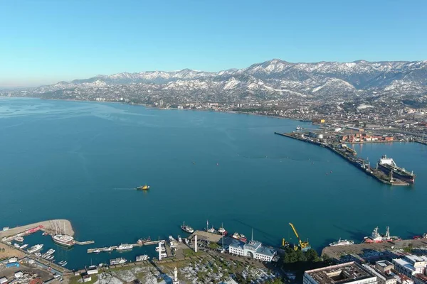 Batum, Gürcistan - 22 Ocak 2021: Şehrin havadan görünüşü