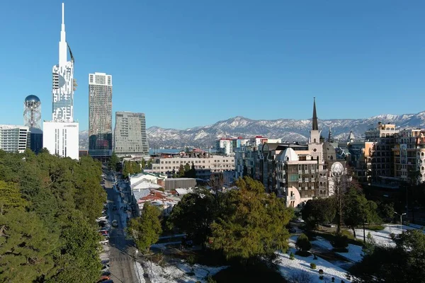 Batum, Gürcistan - 22 Ocak 2021: Şehrin havadan görünüşü