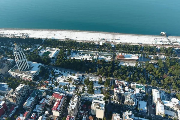 Batum, Gürcistan - 22 Ocak 2021: Şehrin havadan görünüşü