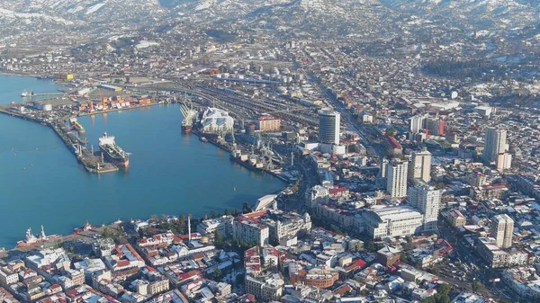 Batum, Gürcistan - 22 Ocak 2021: Şehrin havadan görünüşü