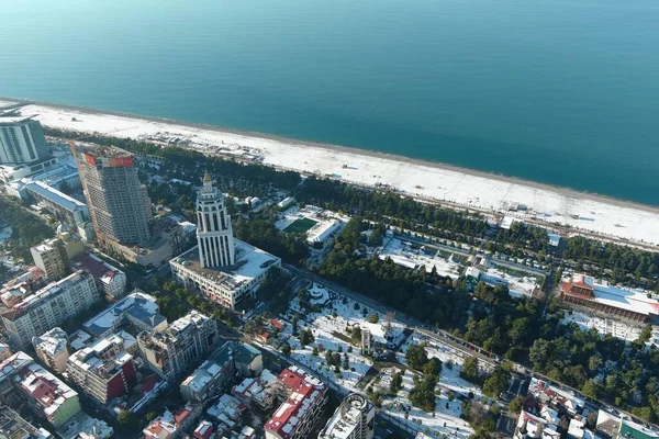 Batum, Gürcistan - 22 Ocak 2021: Şehrin havadan görünüşü