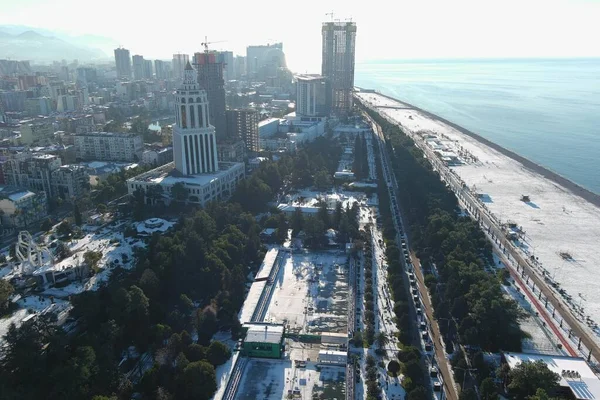 Batum, Gürcistan - 22 Ocak 2021: Şehrin havadan görünüşü