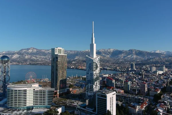 Batum, Gürcistan - 22 Ocak 2021: Şehrin havadan görünüşü