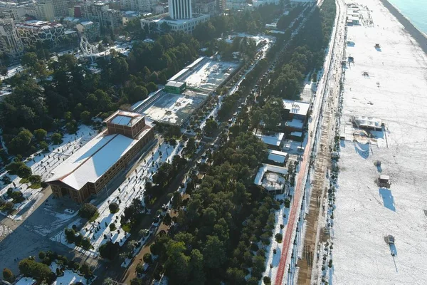 Batum, Gürcistan - 22 Ocak 2021: Şehrin havadan görünüşü