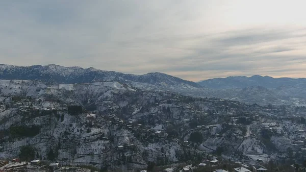 Dağlarda kışın ormanın güzel manzarası
