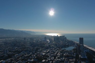 Batum, Gürcistan - 22 Ocak 2021: Şehrin havadan görünüşü