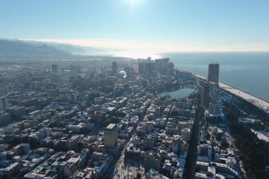 Batum, Gürcistan - 22 Ocak 2021: Şehrin havadan görünüşü