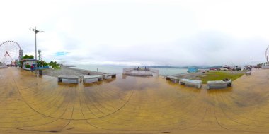 Batumi, Georgia - 1 Ekim 2021: Bulvar, Panorama 360
