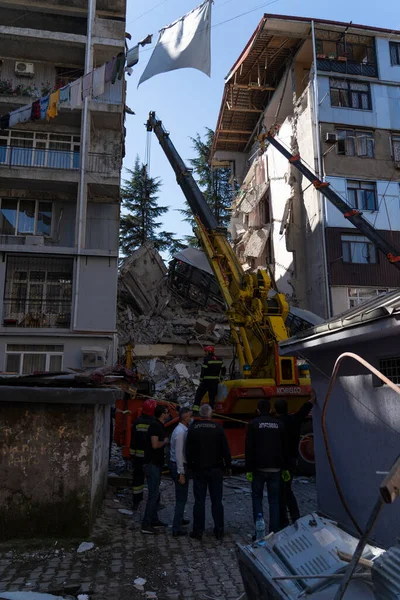 Batumi Georgia Octubre 2021 Colapso Casa Calle Mayo Trabajos Rescate —  Fotos de Stock