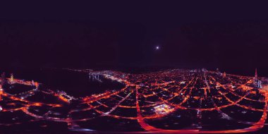 Batumi, Georgia - 19 Ekim 2021: 360 Gece Şehri Panoraması